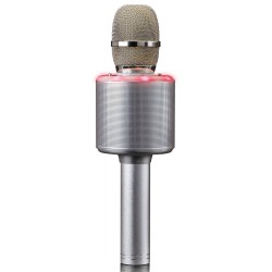 Karaoke microfoon met Bluetooth®, speaker en verlichting Lenco BMC-085SI Zilver