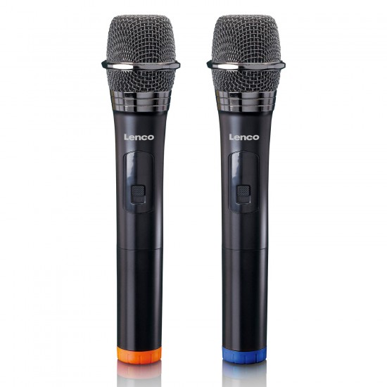 Set van 2 draadloze microfoons Lenco MCW-020BK Zwart